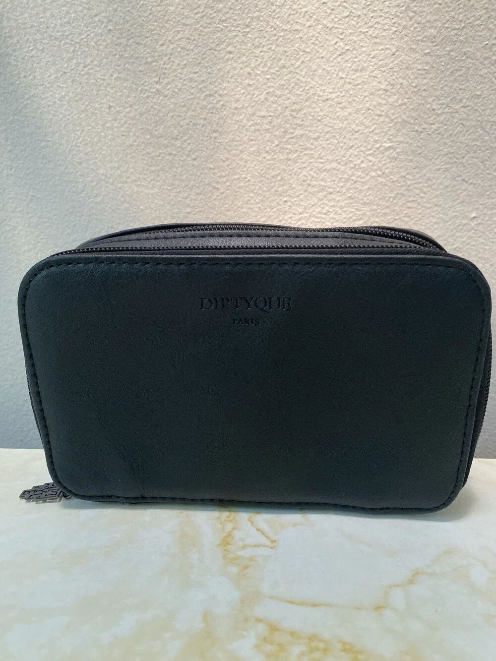 New Diptyque Paris Black Double Zip Travel Cosmetic Case Pouch